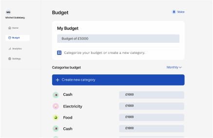 Desktop version of the analytics screen