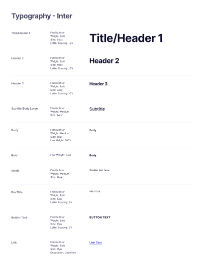 Typography examples showing different text styles and sizes